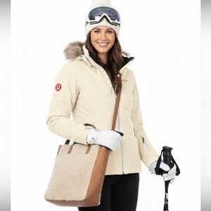 Fleece & Faux Leather Zip Up Crossbody Bag